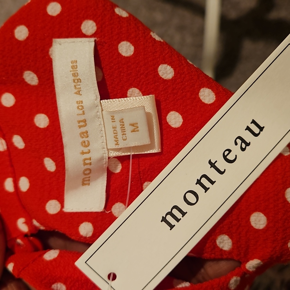 NWT Monteau Red and White Dot Tank Top size Medium - Picture 6 of 9